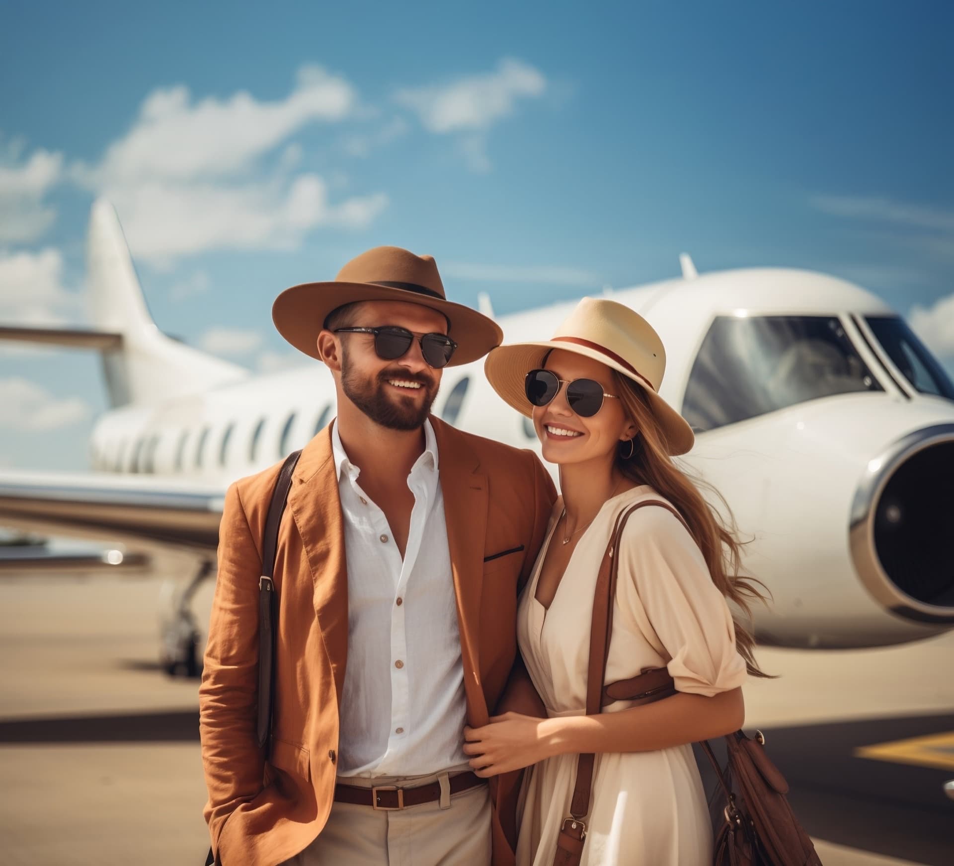 Happy couple traveling